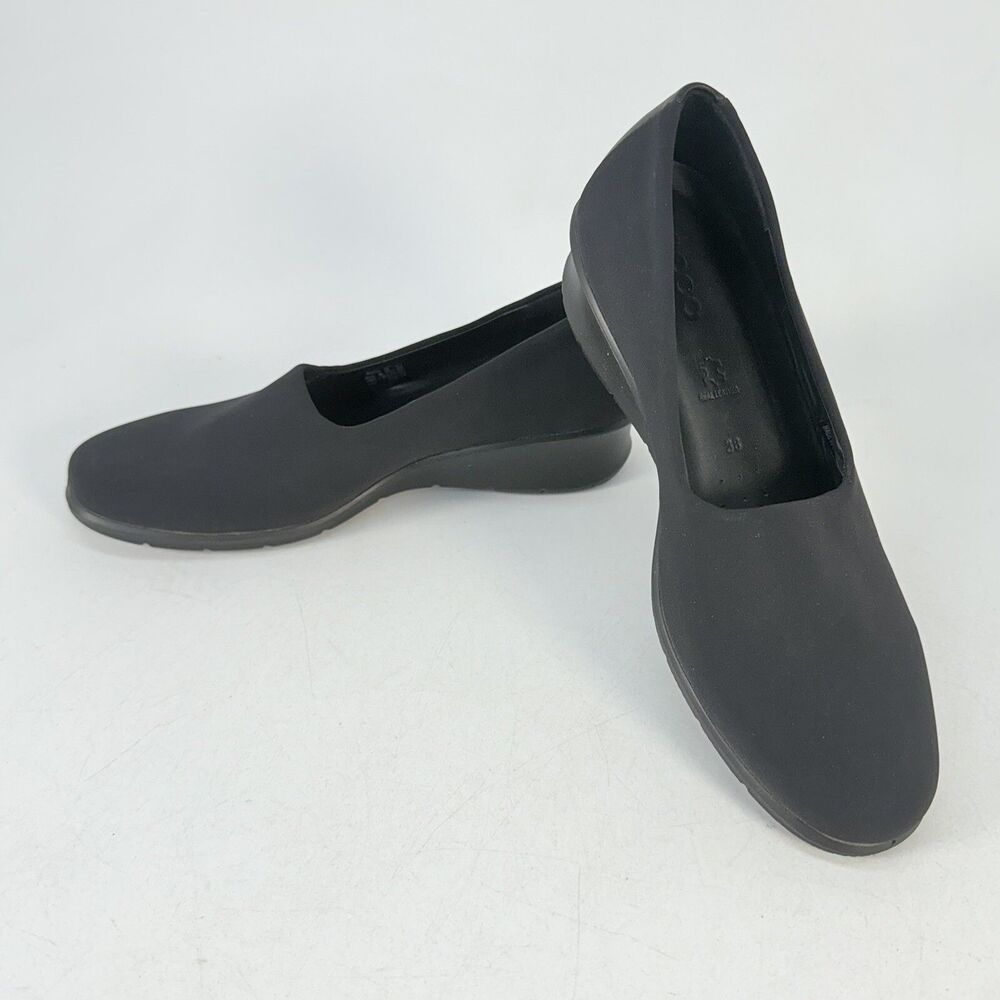 Ecco Felicia Wedge Leather & Black Neoprene Slip-on Women's SZ 7-7.5/ 38EU
